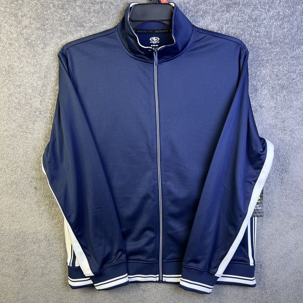 Athletic Works Men’s Track Jacket Blue Size Medium Zipper Pockets Lined